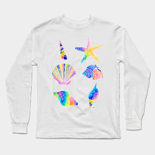 Seashells Pattern - Bright Rainbow Long Sleeve T-Shirt